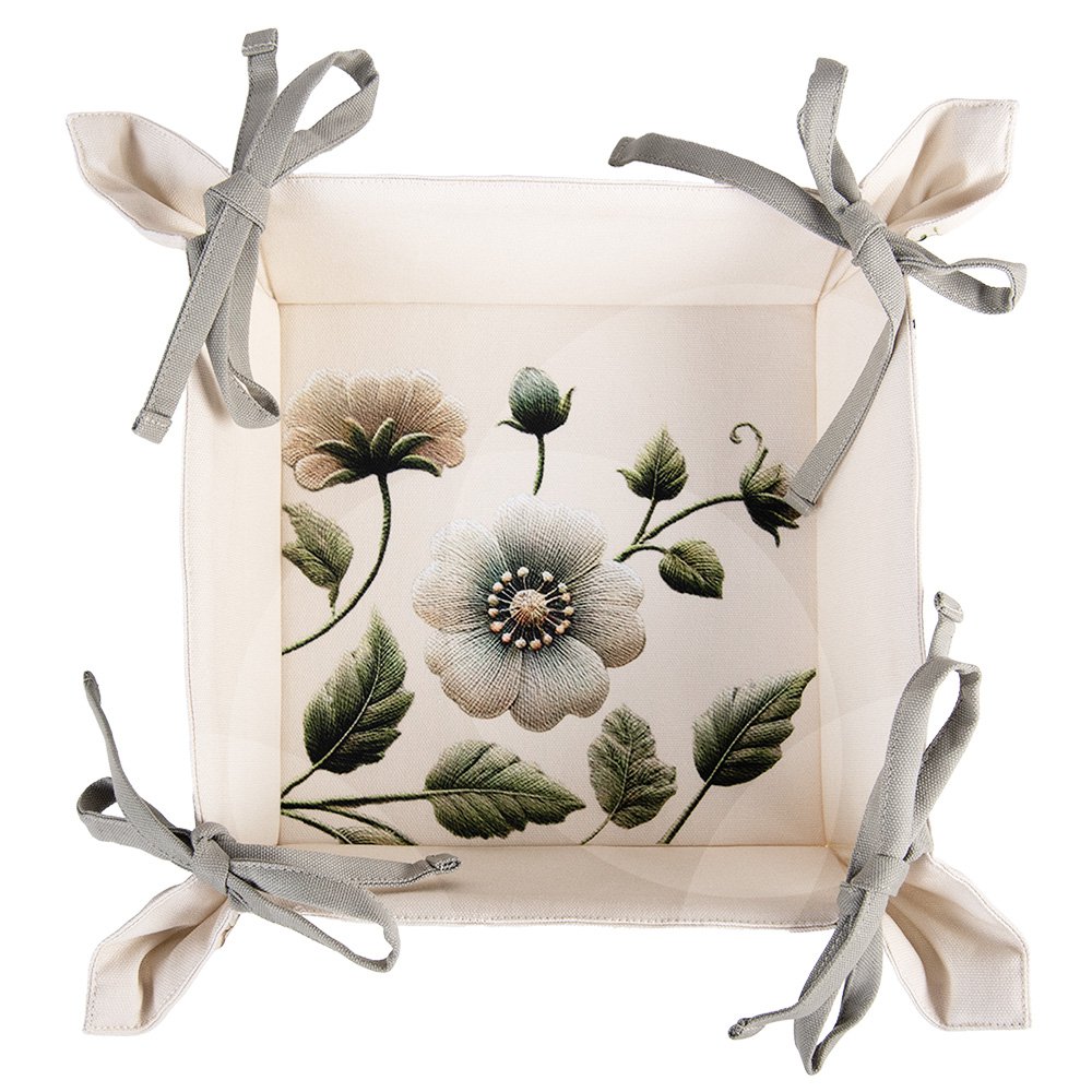 Bread basket 35x35x8 cm Beige Cotton