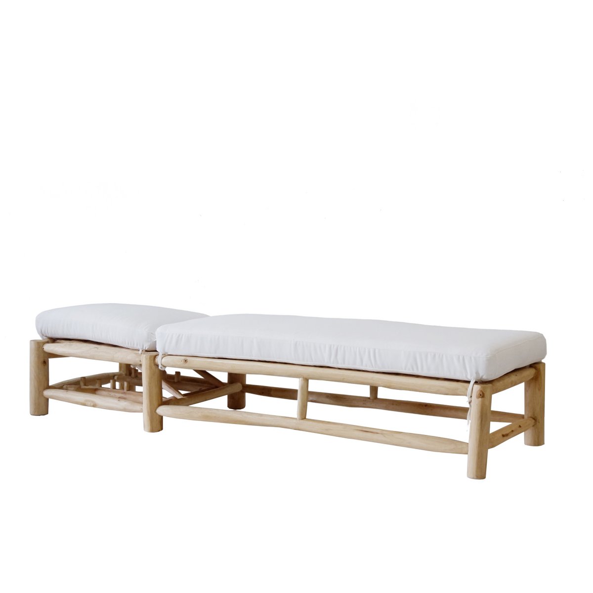 Teak ligbank binnen buiten