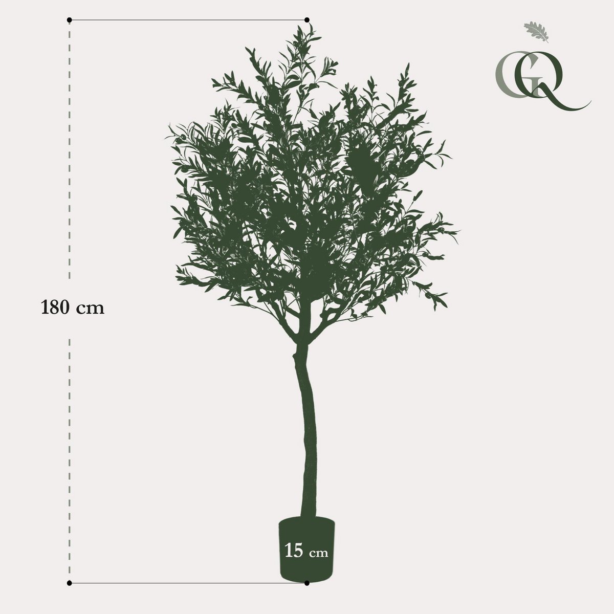 Kunst Olijfboom 180 cm groen zilver