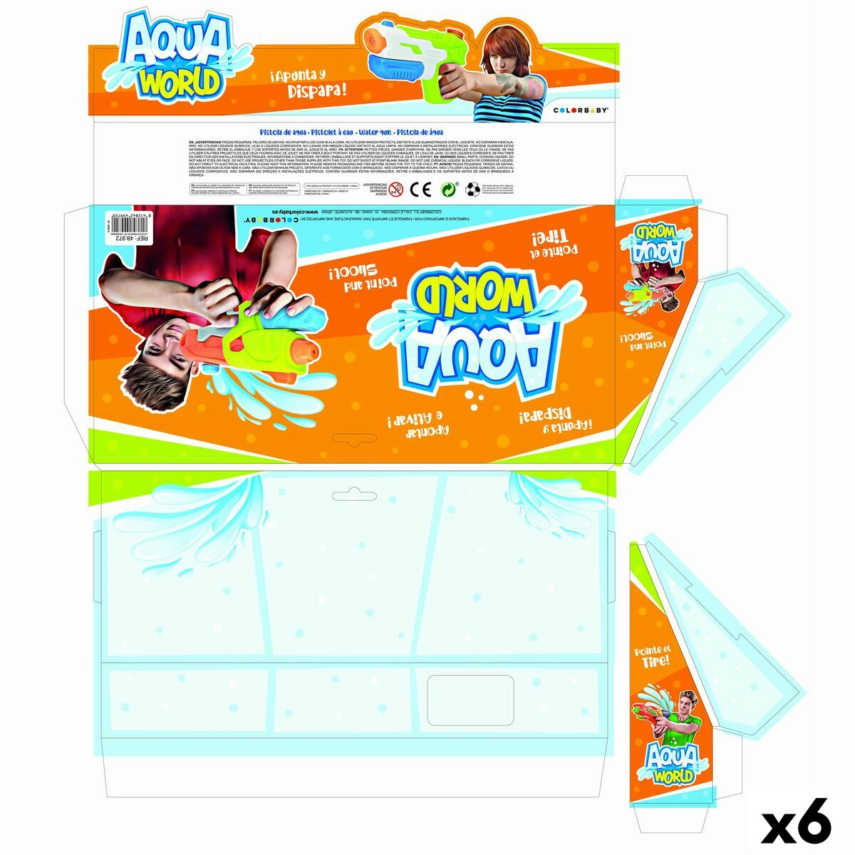 Colorbaby Waterpistool Colorbaby 34,5 X 16 X 5 Cm (6 Stuks)