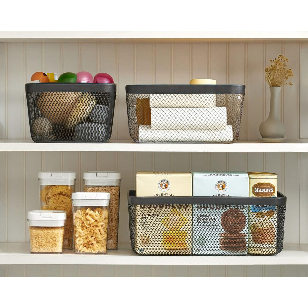 Confortime Veelzijdige Mand Confortime Zwart Metaal 24,5 X 24,5 X 17 Cm (8 Stuks)