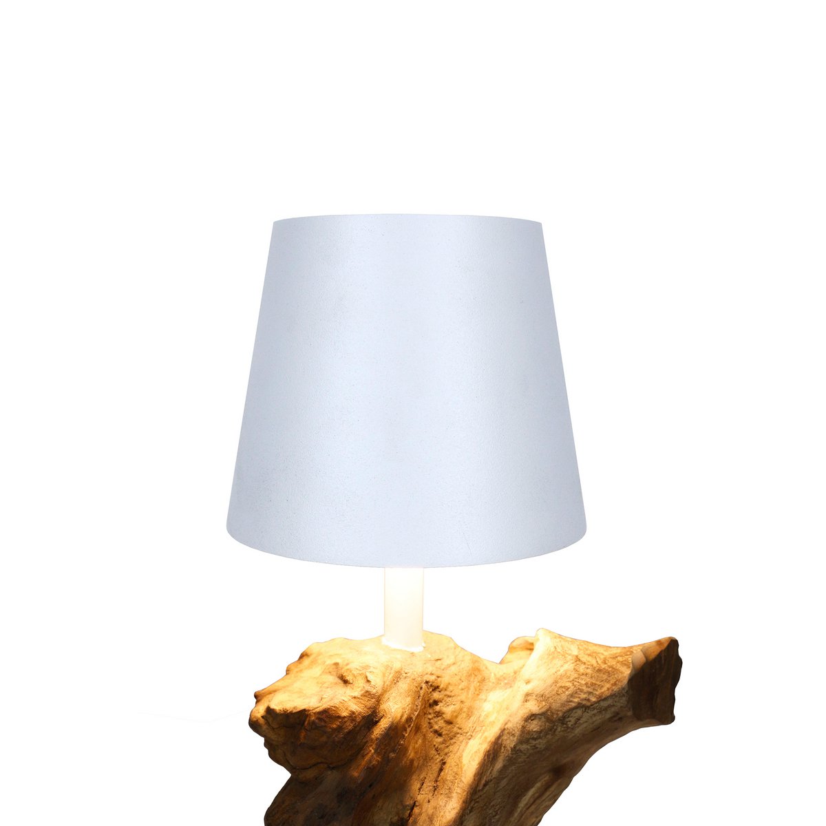 Tafellamp 29 cm naturel/wit LED batterij