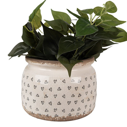 Bloempot Ø 20x15 cm beige zwart keramiek