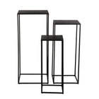 Bijzettafel set 3 stuks metaal zwart L30 B30 H70