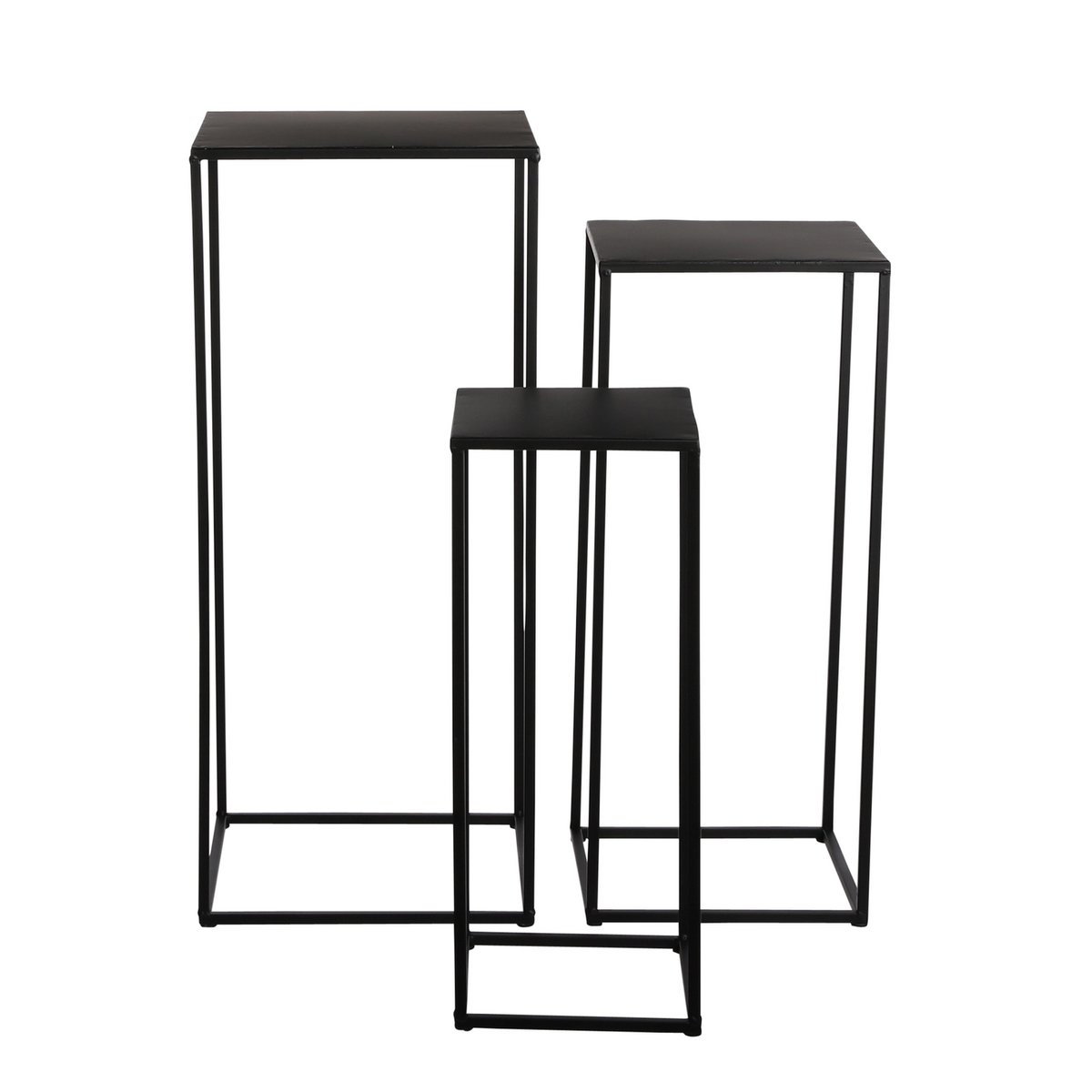 Bijzettafel set 3 stuks metaal zwart L30 B30 H70