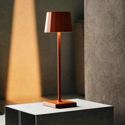 Tafellamp oranje metaalijzer draadloos dimbaar 38 cm