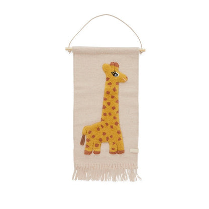 Wandkleed giraf roze 70x32 cm wol katoen