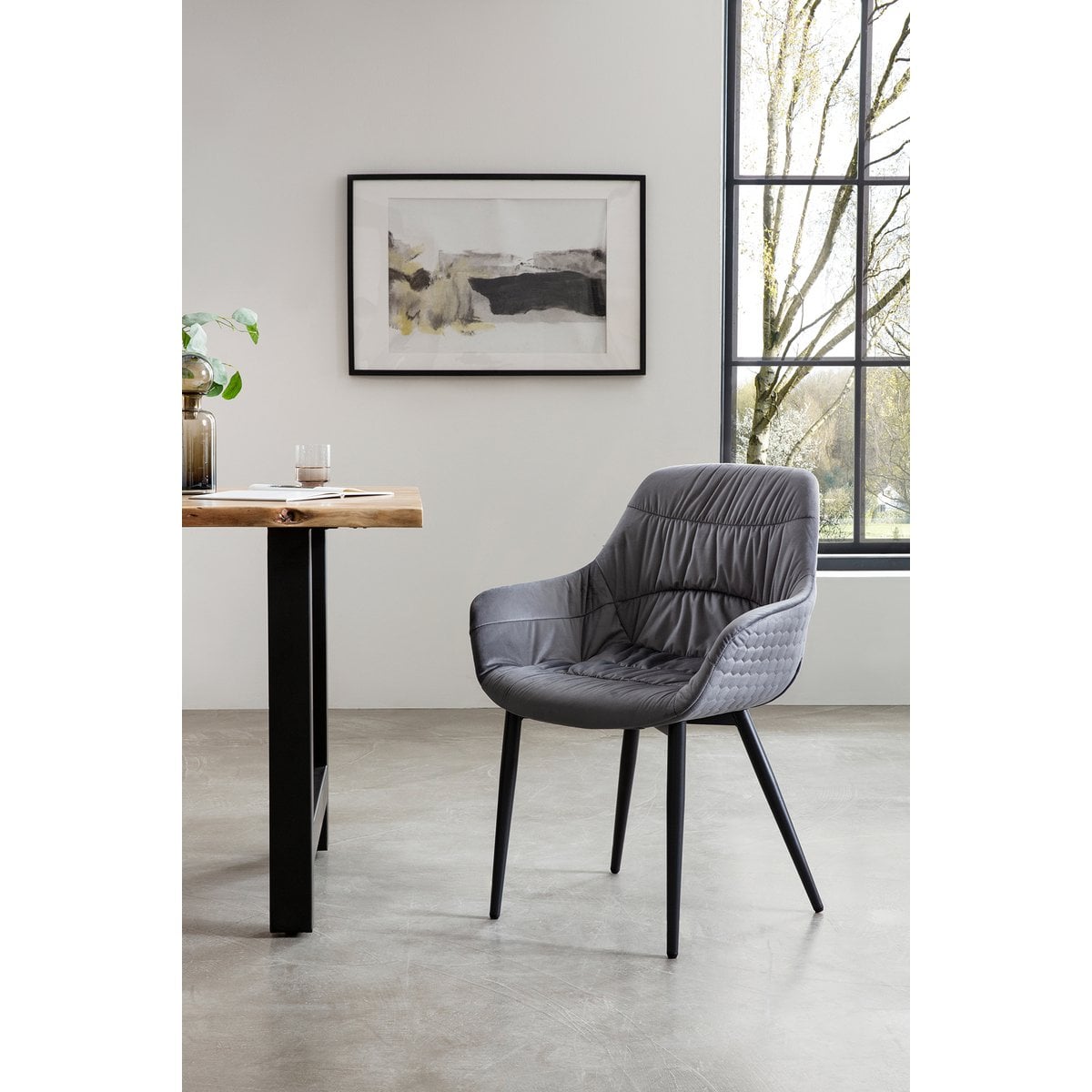 Fauteuil grijs fluweel 63x61x81.5 cm