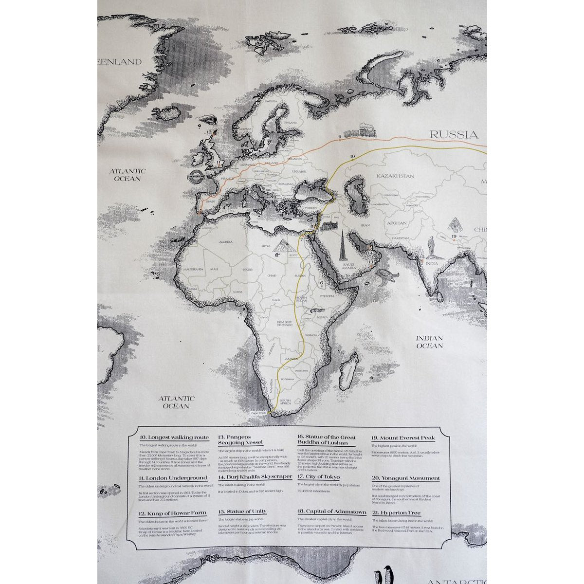 Katoenen wereldkaart 142x89 cm educatief