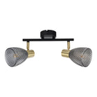 Plafondlamp Lindita 2 spots 34,5 cm metaal glas
