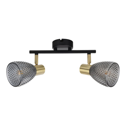 Plafondlamp Lindita 2 spots 34,5 cm metaal glas