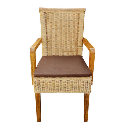 Eetkamerstoelen Set Van 2 Rotan Met Armleuningen Tabacco