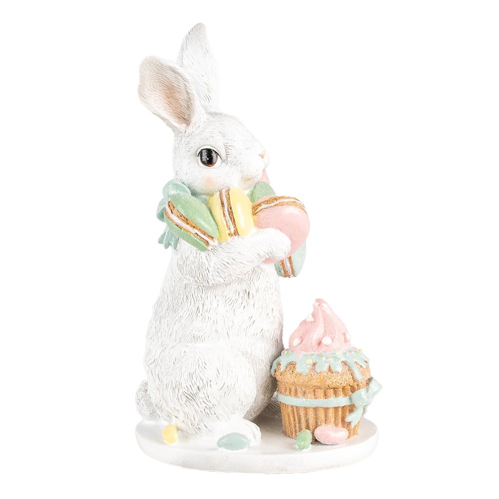 Decoratie Beeld Konijn 25 cm Wit Kunststof Macarons