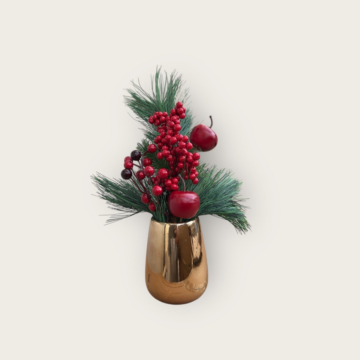 Kerstbloemcombinatie met potten 45 cm rood groen roze paars