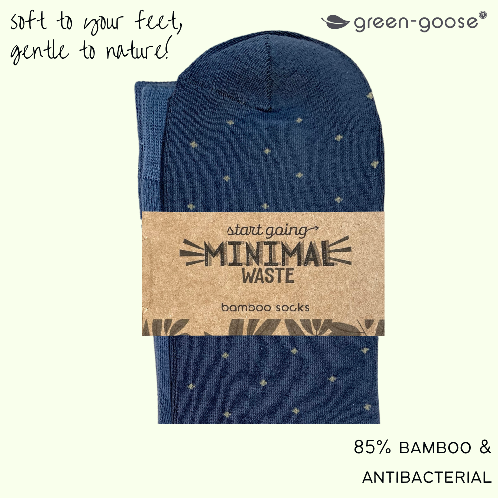 Bamboe sokken 4 paar stippen blauw groen