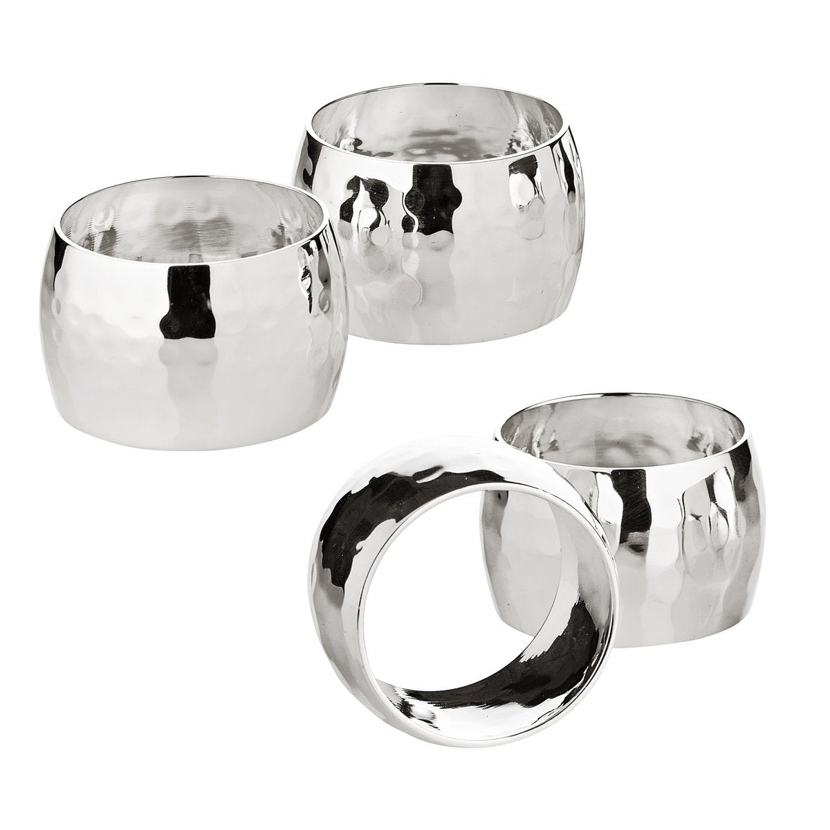 Servetringen set van 4 Ø 4 cm metaal zilver