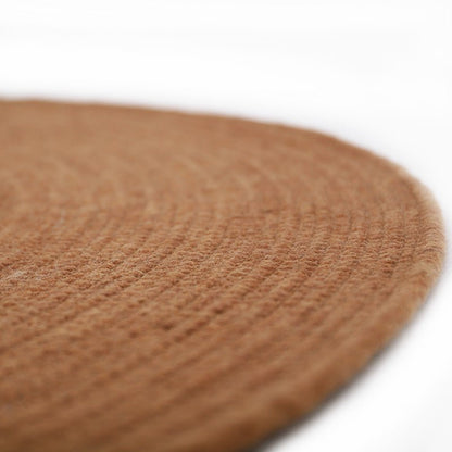 Vloerkleed rond 140 cm wol katoen toffeebruin