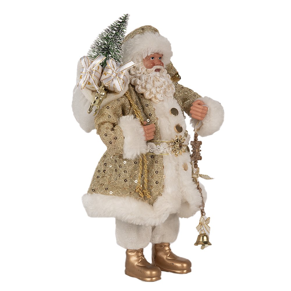 Kerstman decoratie 17x10x27 cm wit goud