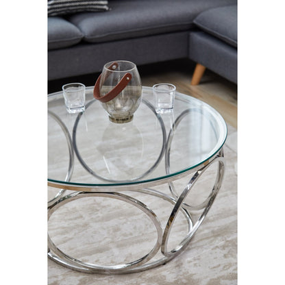 Coffee table Ø 80 cm silver/clear glass