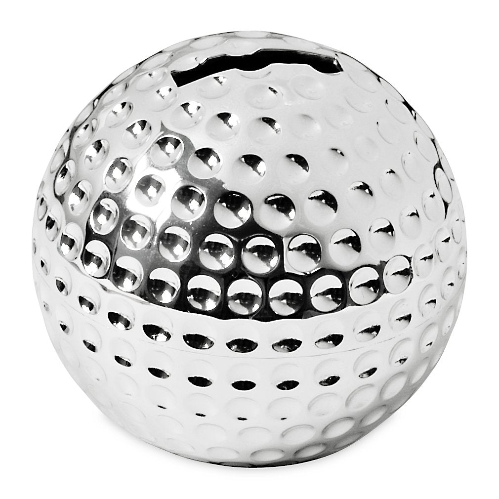 Spaarpot golfbal verzilverd 8 cm