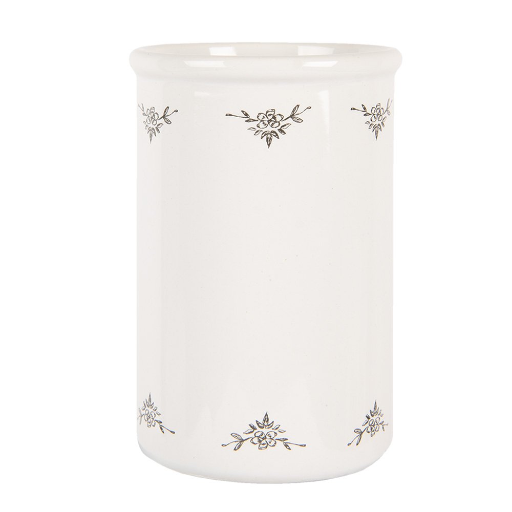Toothbrush holder Ø 8x12 cm White Ceramic Rooster