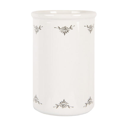 Toothbrush holder Ø 8x12 cm White Ceramic Rooster