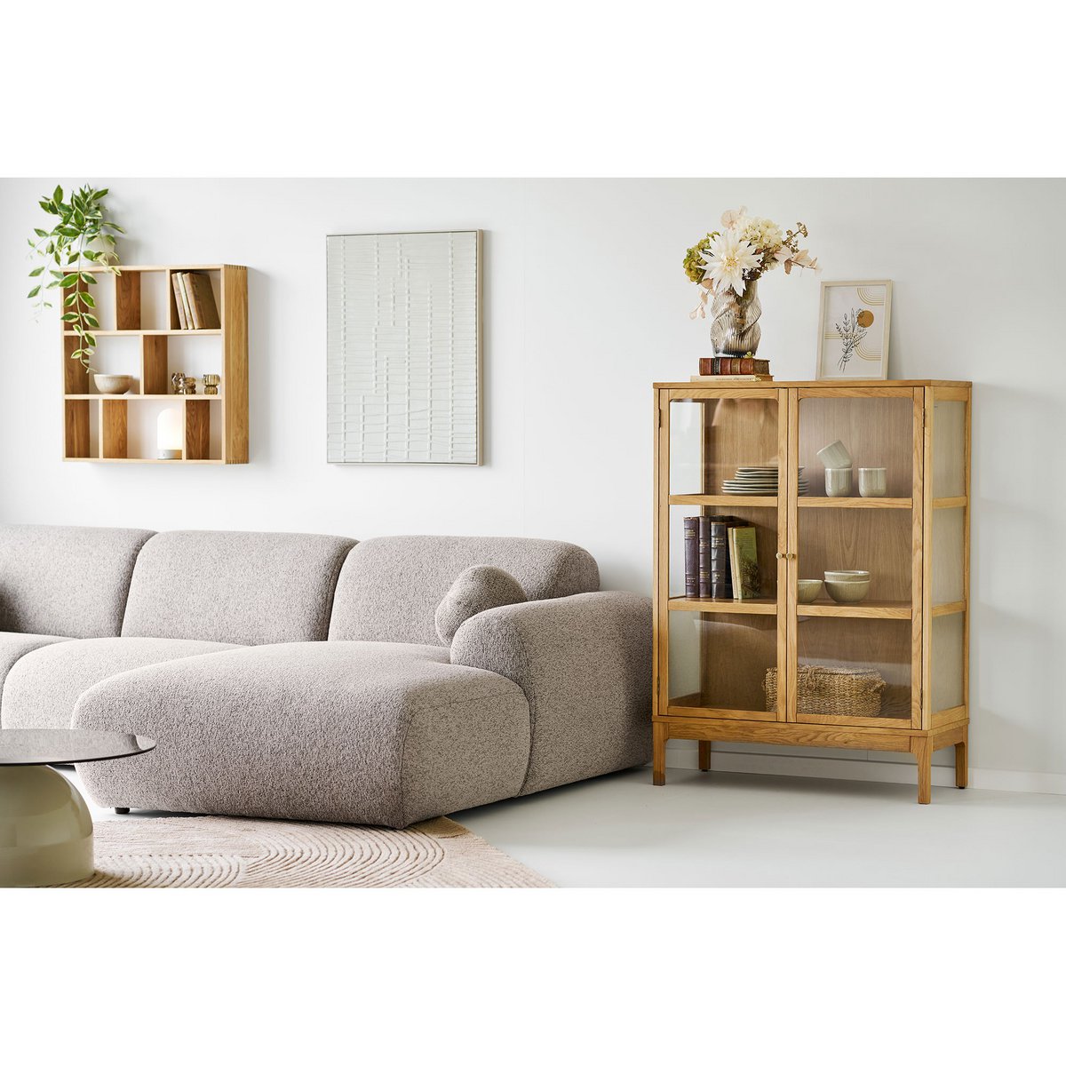 Ena Relief Wanddecoratie, beige, 60x80 cm