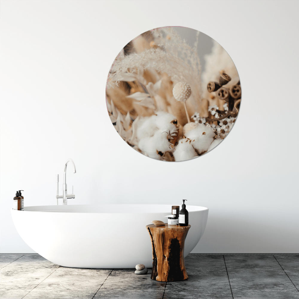 Wall circle cotton flower