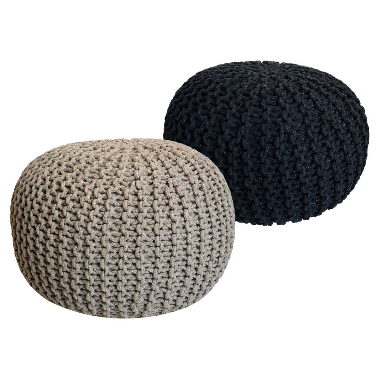 Poef set 2 stuks Ø55x37 cm grofgebreid