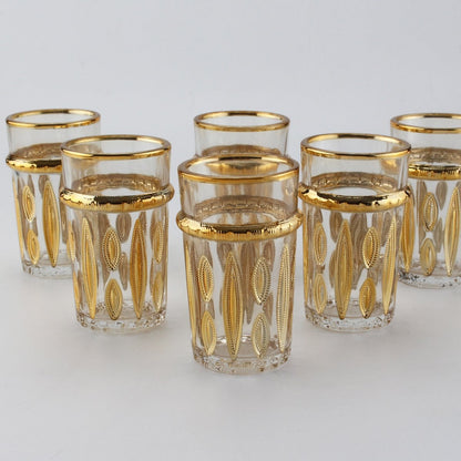 Theekopjes set van 6 glas goud 6x6x10 cm