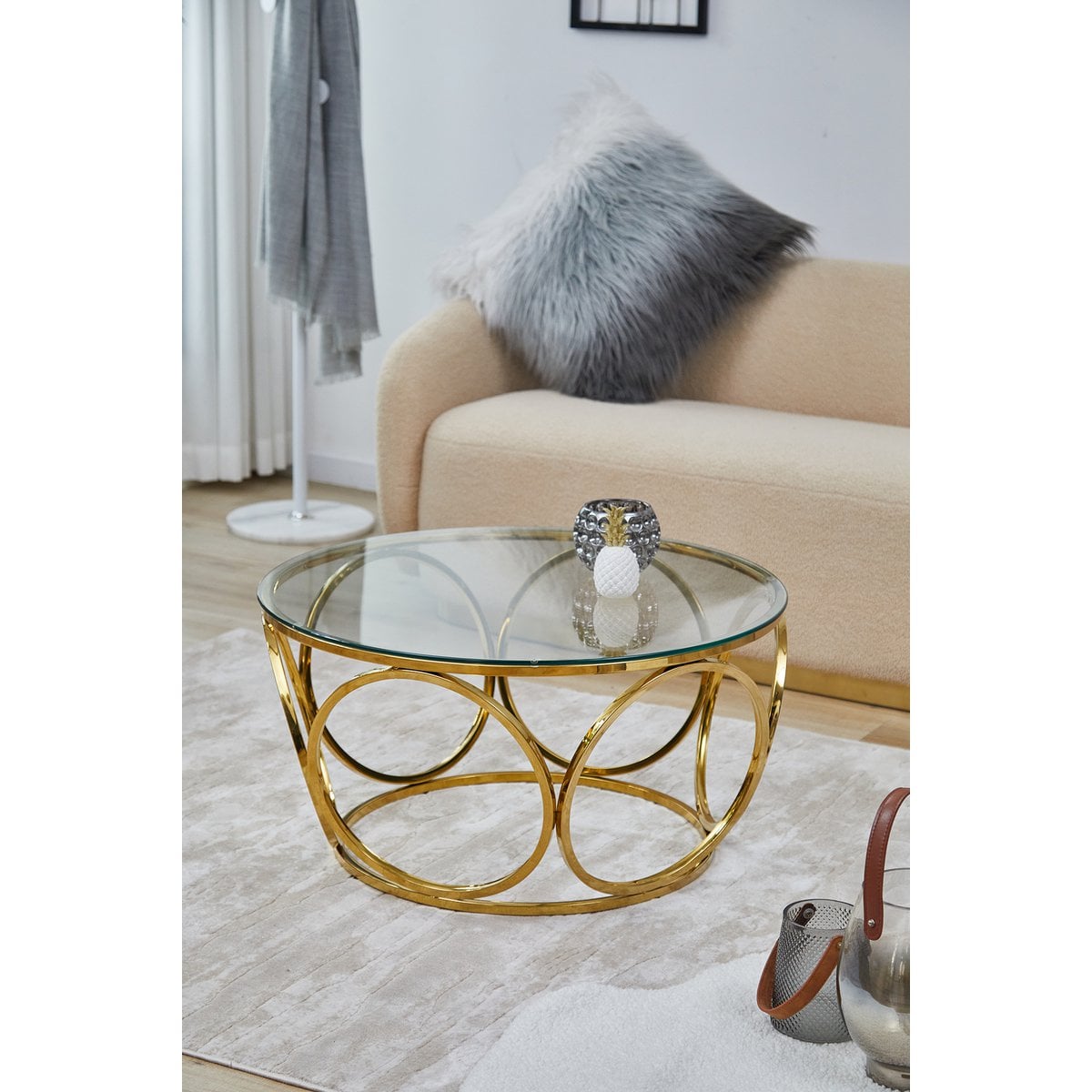 Salontafel Ø 80x40 cm goud glas