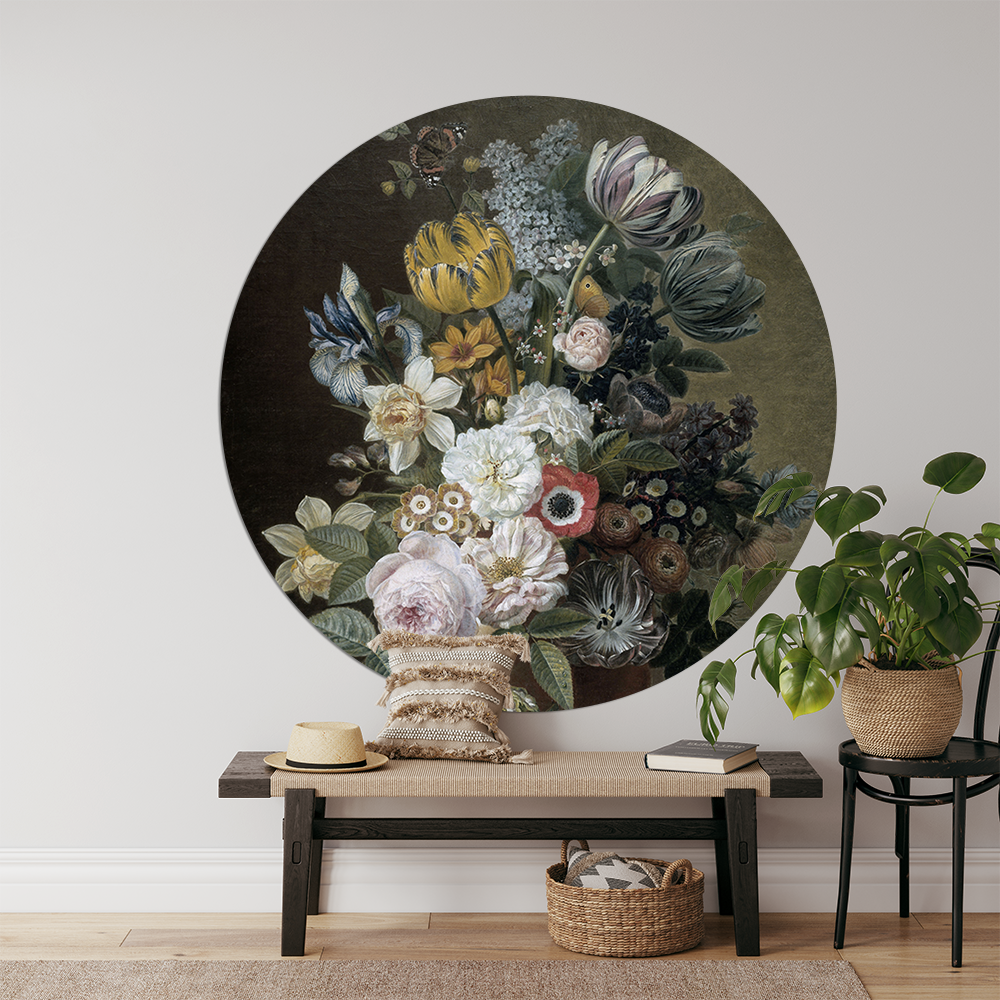 Muurcirkel Stilleven met bloemen