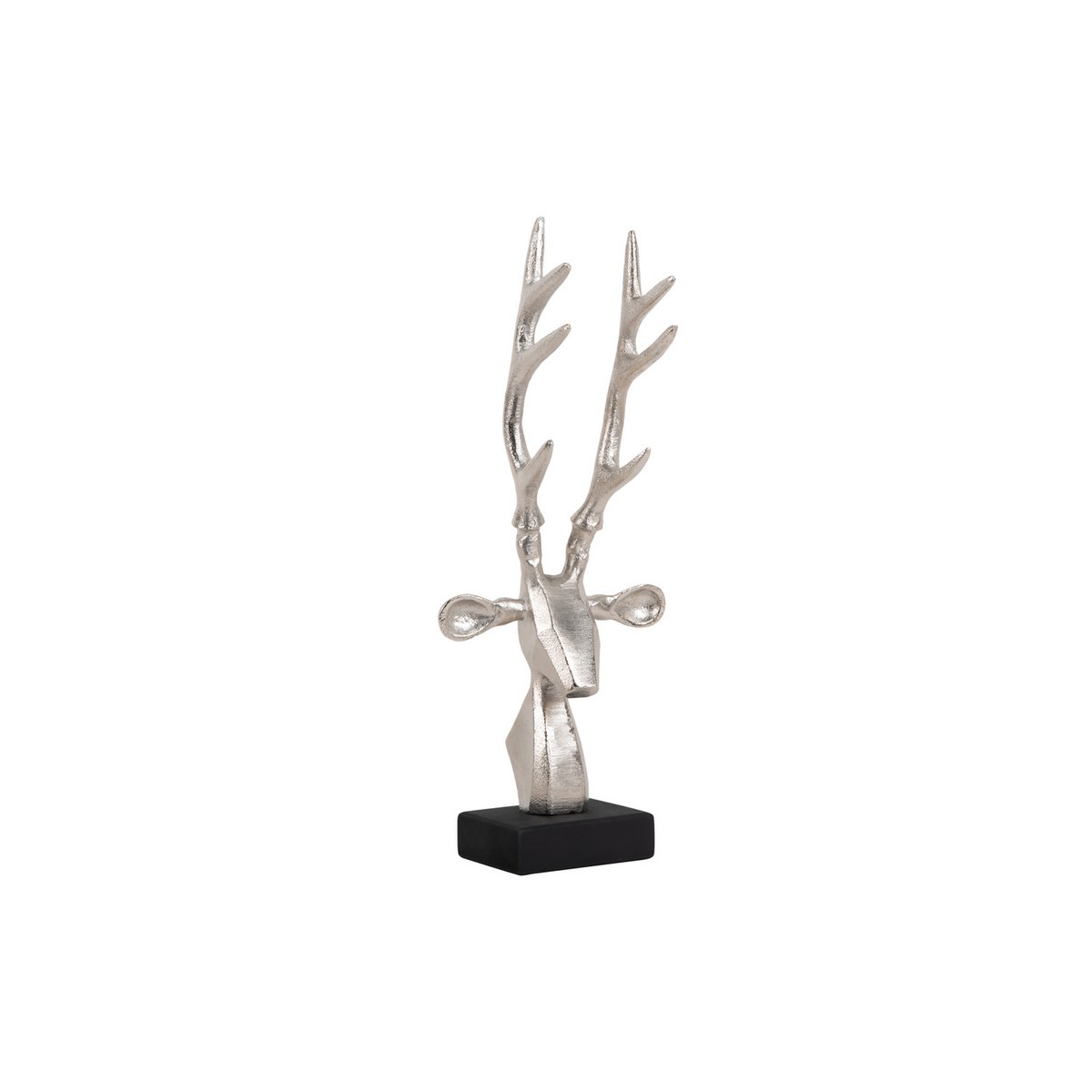 Standbeeld rendierhoofd aluminium zilver 34 cm