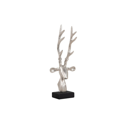 Standbeeld rendierhoofd aluminium zilver 34 cm