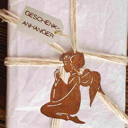 Beschermengel metaal roestkleur 15x12 cm