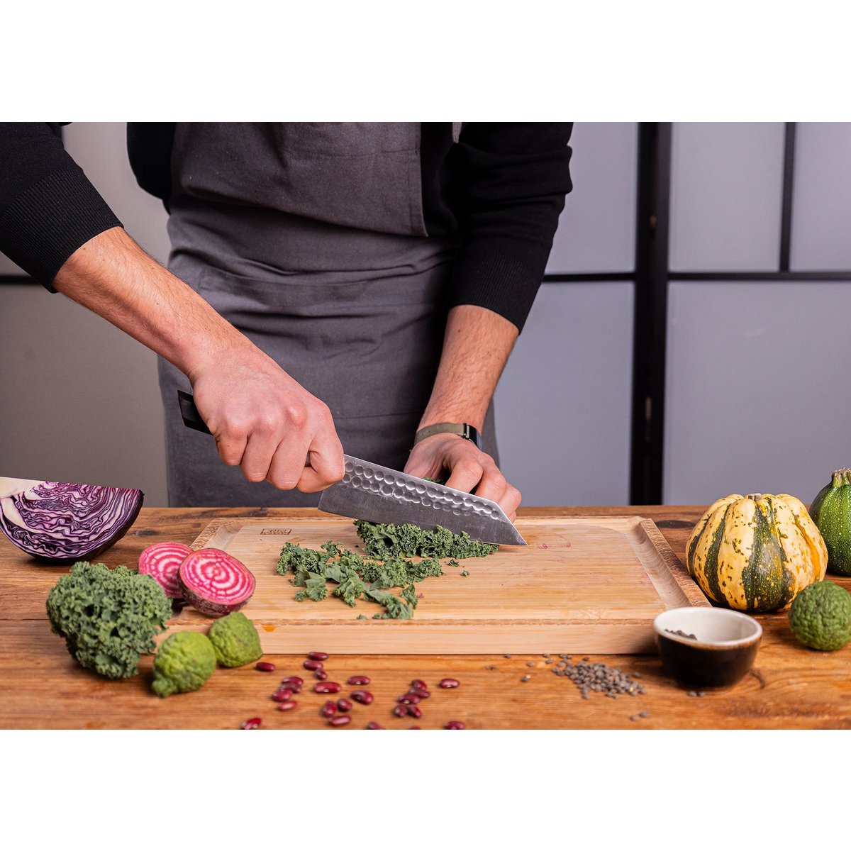 Koksmes Bunka Santoku 17 cm Japans staal ebbenhout
