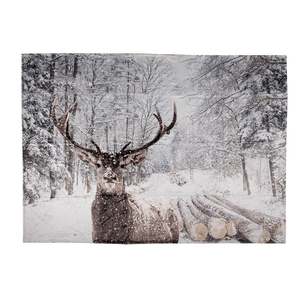 Plaid 130x170 cm wit bruin polyester hert