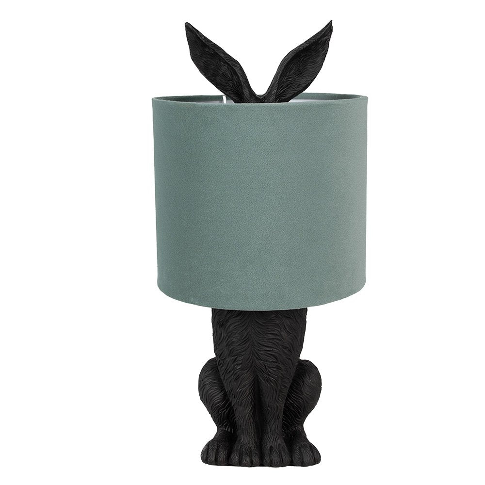 Tafellamp konijn 43 cm zwart groen kunststof