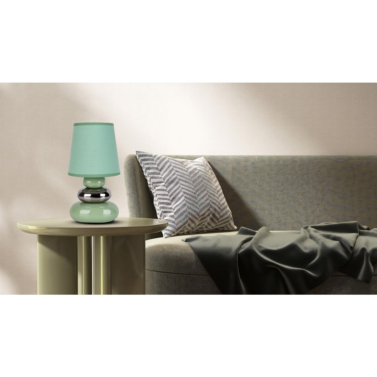 Ceramic table lamp "Stoney" Mint - Classic - Table Lay - - Mint - E14 - No information