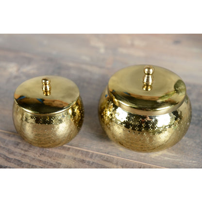 Kaars rond goud 10x10x10 cm