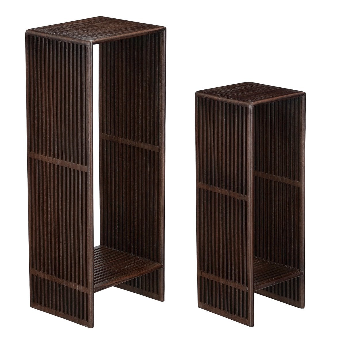 Bijzettafel set gerecycled teak donkerbruin