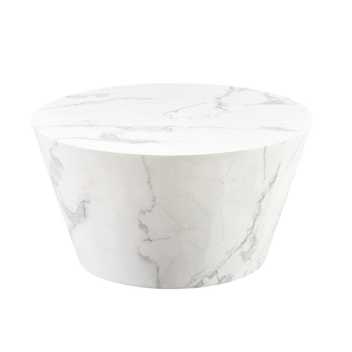 Salontafel rond 80 cm wit marmerlook MDF