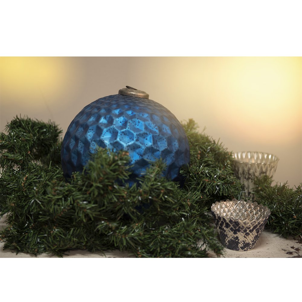 Kerstbal XL Ø 25 cm blauw glas