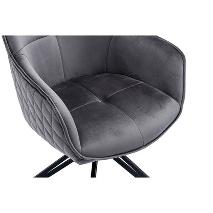 Fauteuil grijs fluweel draaibaar 59x60x83 cm