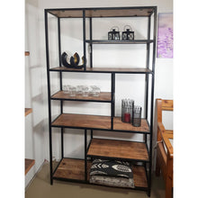 Boekenkast 100x193x36 cm mangohout metaal zwart