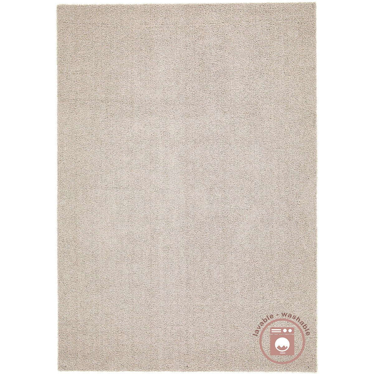 Vloerkleed 140x200 cm crème machinewasbaar