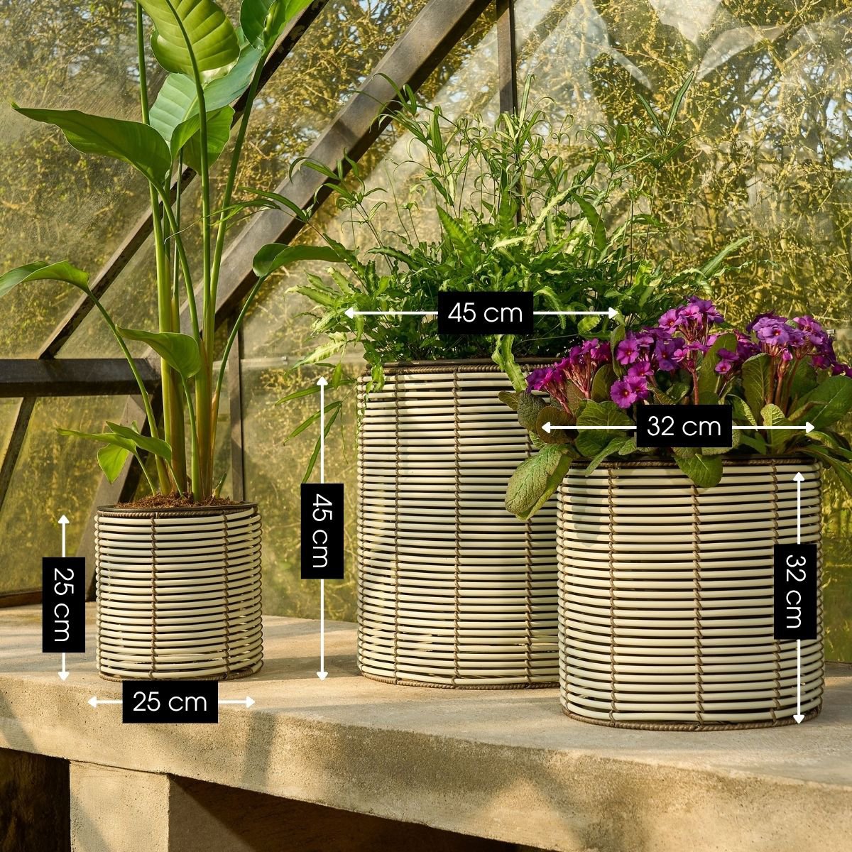 Bloempot set Cesena wit Ø25-45 cm gerecycled plastic