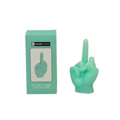 Candle - Middle Finger - Wax - Mint - 310Gram - 10x9x17cm