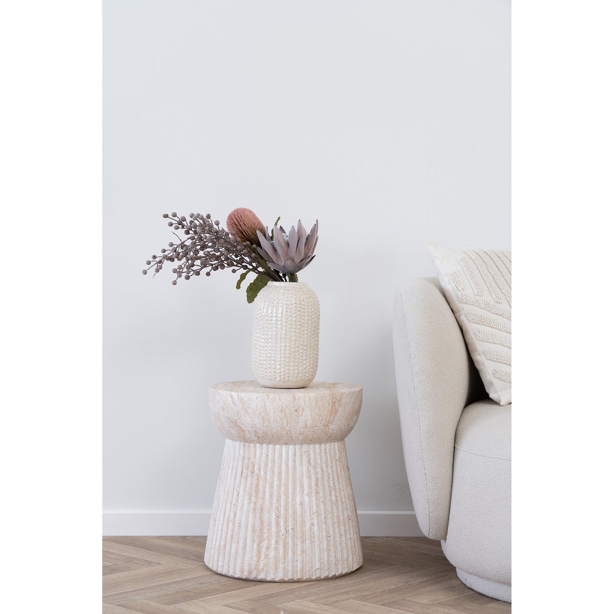Bonn Bijzettafel Natuurlijk Fiberclay Met Groefontwerp 37 cm