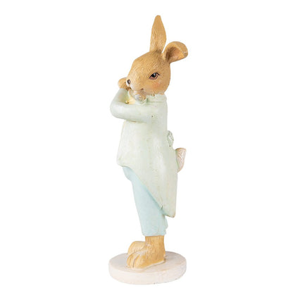 Beeld konijn 16 cm groen bruin polyresin